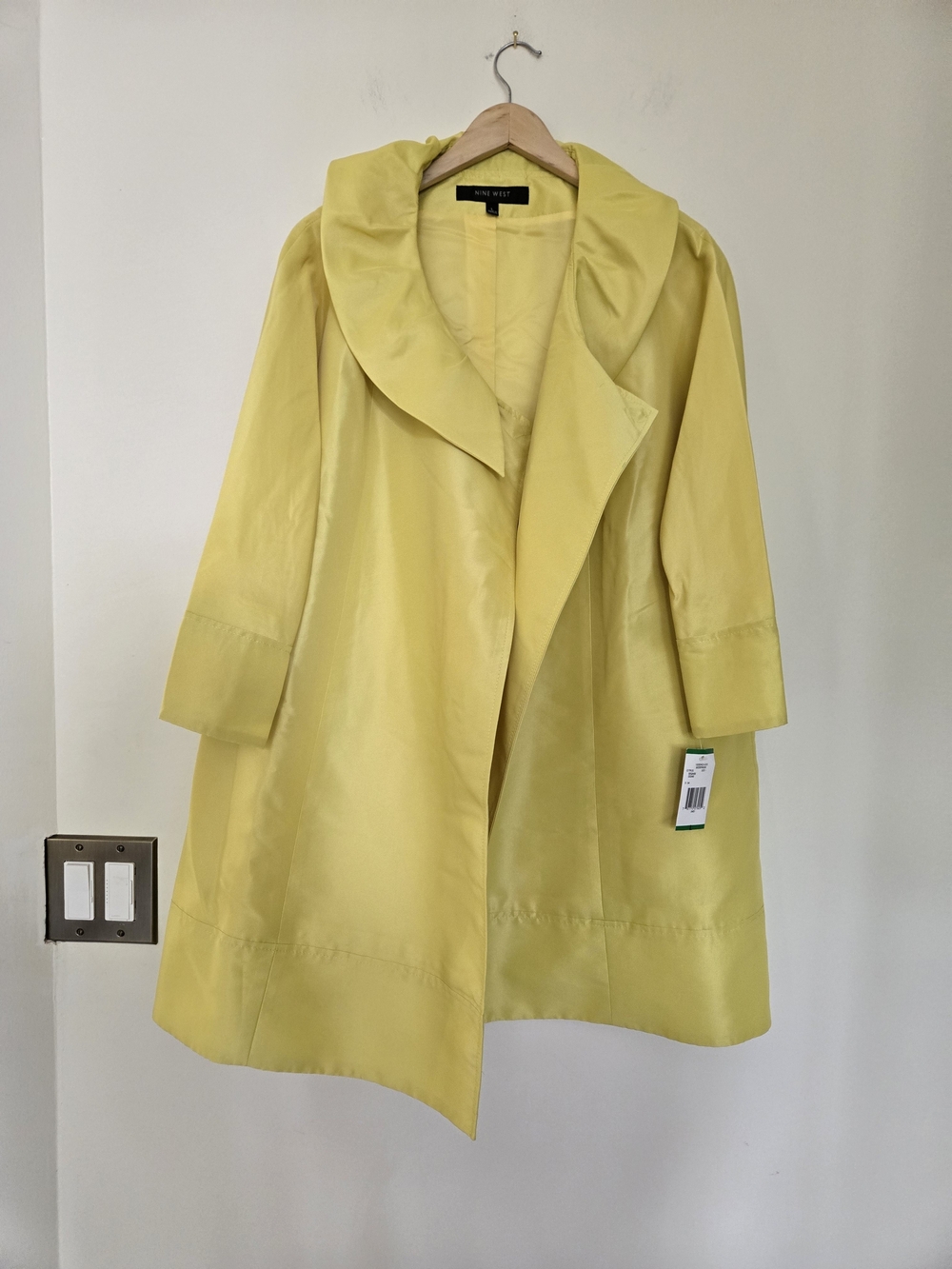 Nine West Bright Yellow Draped Trench Coat - Picture 2 of 9